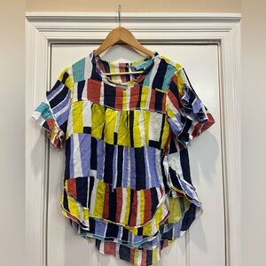 Karlie Multicolor Striped Short Sleeve Top